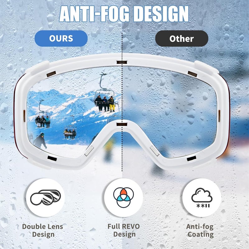 MXJ Gear Ski Goggles OTG for Women Men Adult Youth,YH693C Magnetic Snowboard Goggles,Winter Snow Goggles for Skiing Skating - Image 5